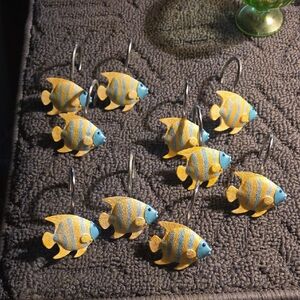 Yellow and Blue Fish Shower Curtain Hooks